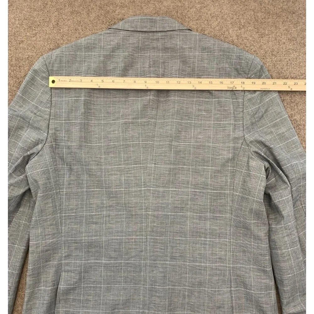 Banana Republic Blazer Mens 44R Linen Plaid Window Check Lined Jacket Sportcoat